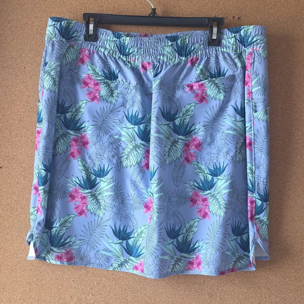 Duluth Trading Co Spring Vacation Blue Floral Skirt Size XL Pockets - Picture 5 of 11